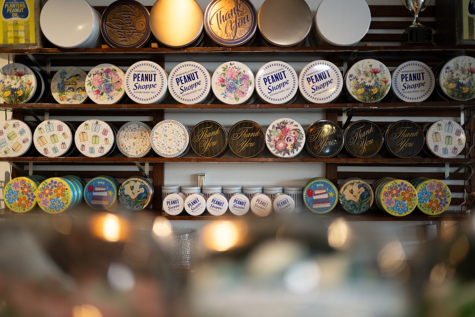Various containers line the walls of The Peanut Shoppe.