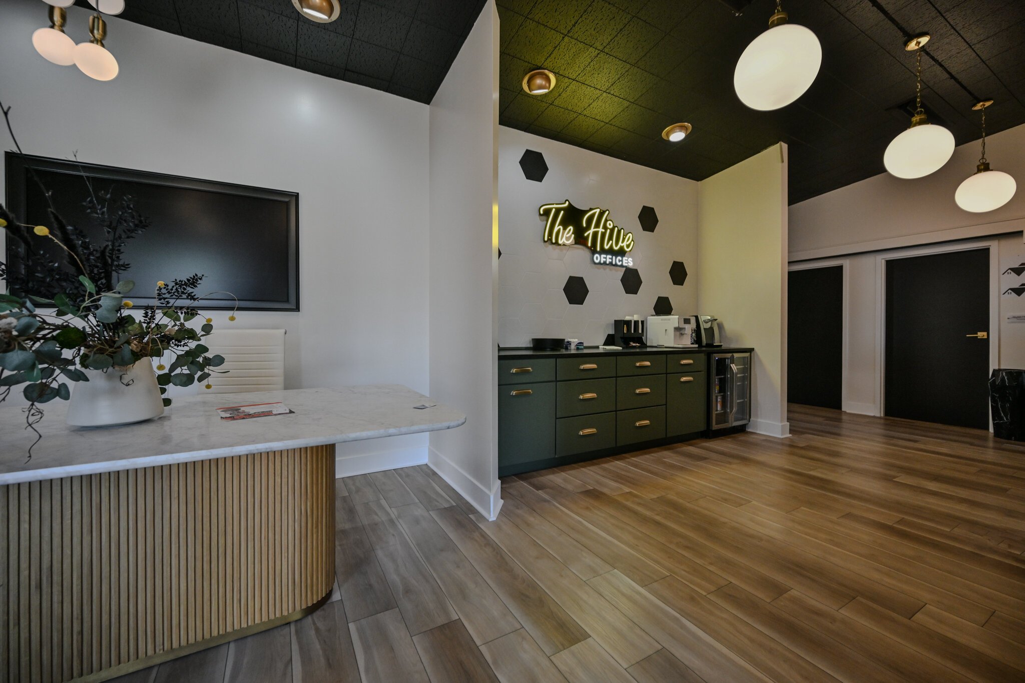 The Hive features office and co-working space.