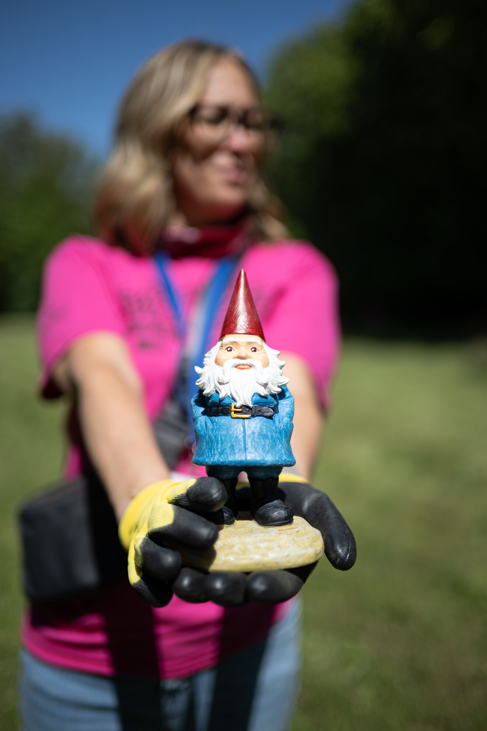 Race members were given a gnome and told to guard it.