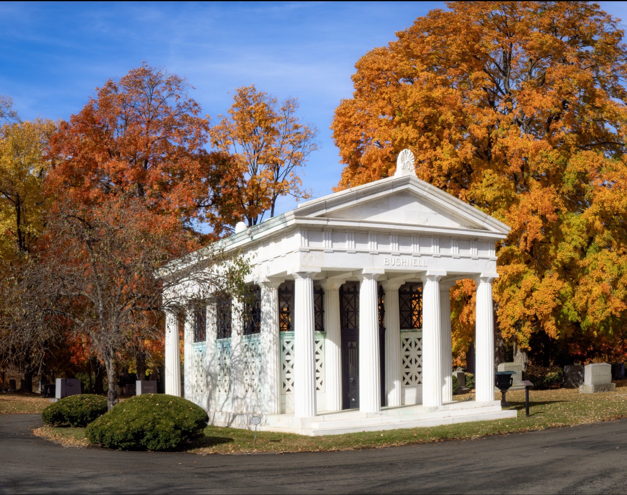 A mausoleum at Ferncliff Cemetery 