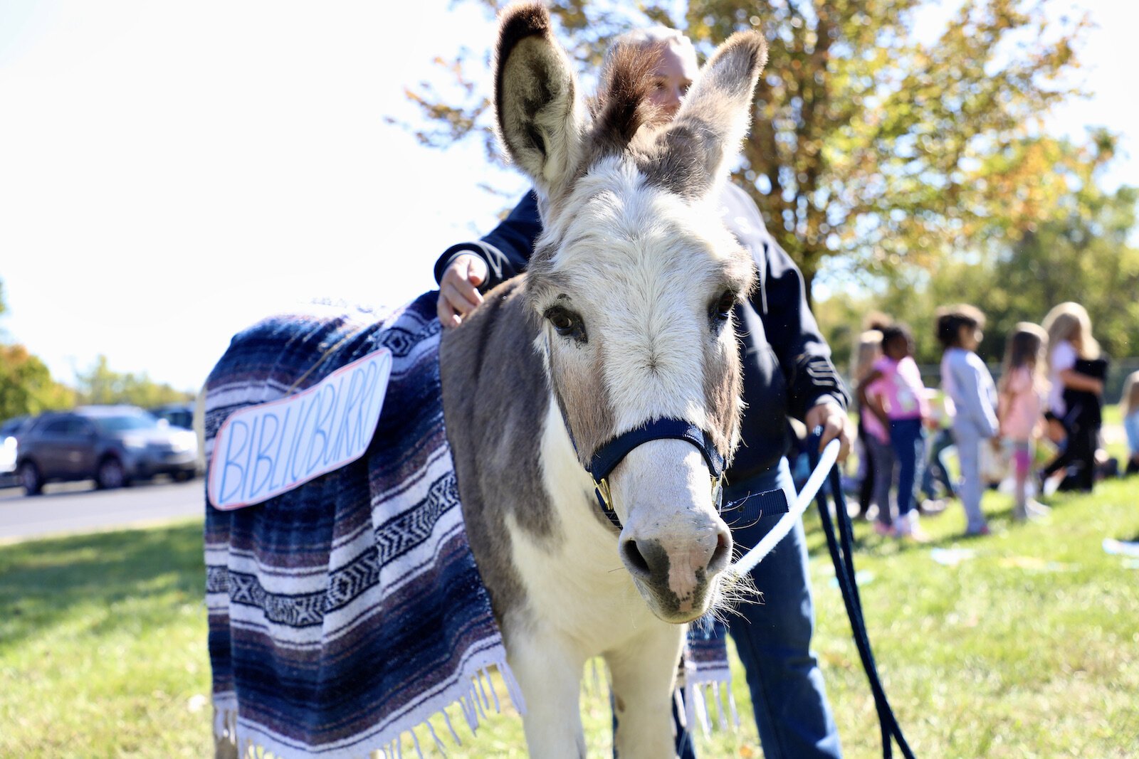 A donkey visited students at Kenwood Elementary during a lesson on literacy.
