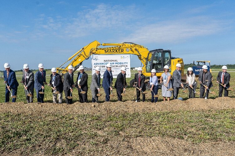 A variety of business leaders and officials broke ground for the new National Advnaced Air Mobility Center of Excellence at the Springfield-Beckley Municipal Airport.