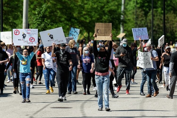 Demonstrators marched in a peaceful protest in Springfield in May after the death of George Floyd in Minnesota. Local law enforcement advisories were created soon after.