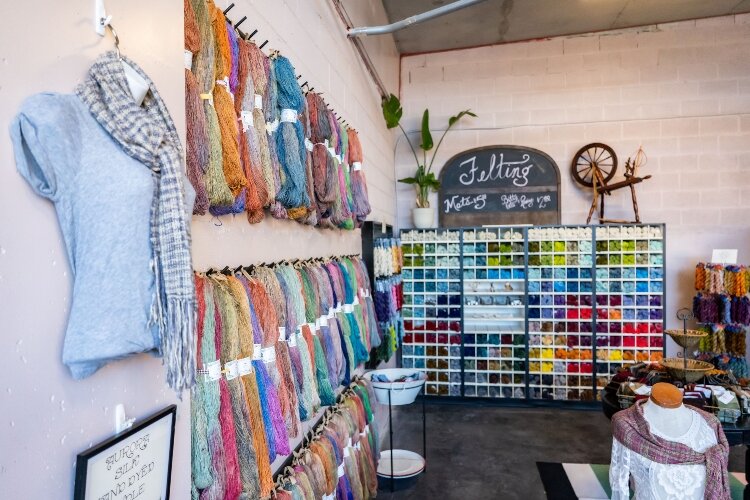 Alcony Weavers offers a variety of fabric arts products, including hand-dyed yarn and 100 colors of felt.