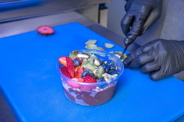 One of the açaí bowls being made by Blended by J.
