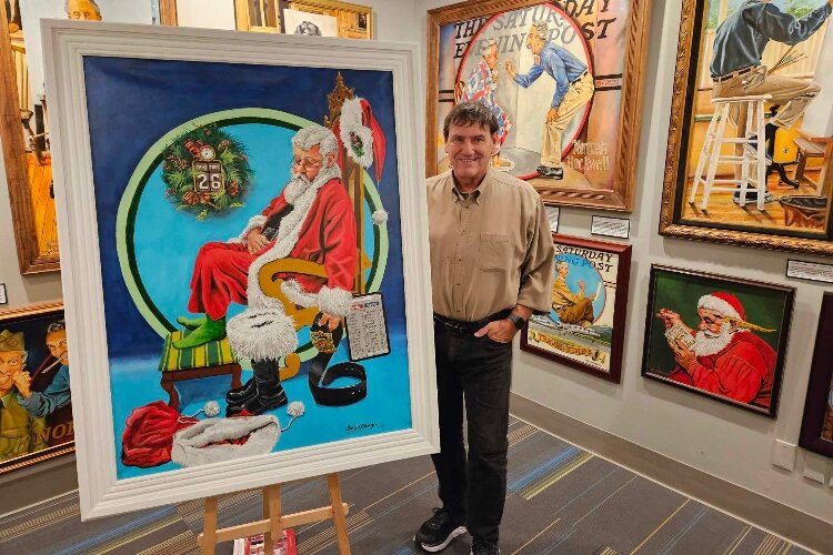 Gary Blevins made a Norman Rockwell replica featuring local Santa, John Fleeger.