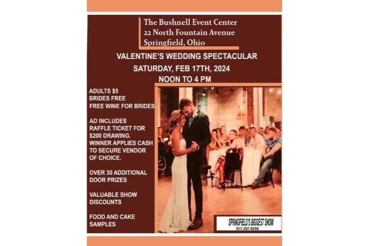 The Valentine’s Wedding Spectacular at the Bushnell Event Center from noon to 4 p.m. Saturday, Feb. 17 will include more than 40 vendors, including caterers, musicians, DJs, decoration specialists, and more.