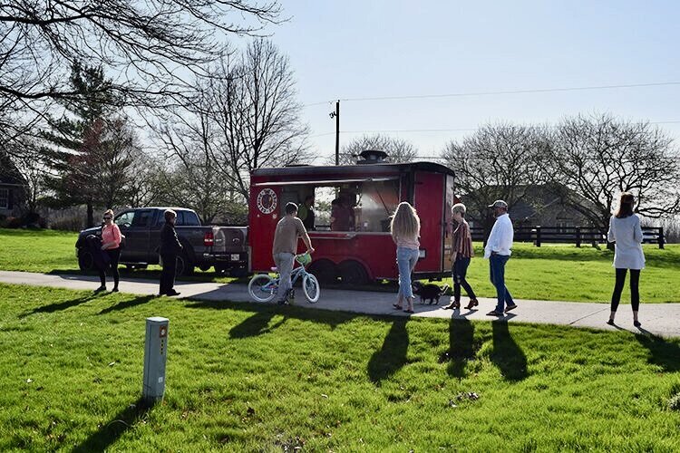 The Painted Pepper food truck serves customers in 2020 at Bending Tree Estates.