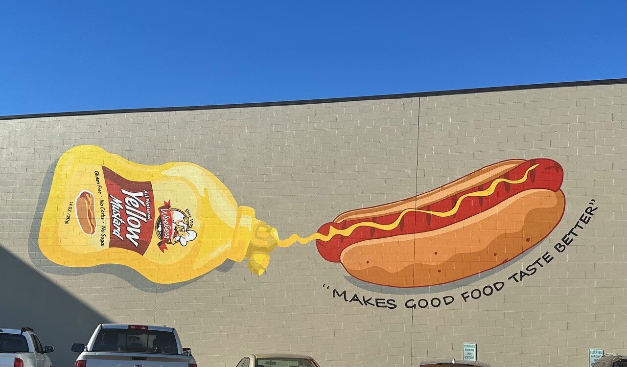 A mural on the Woeber Mustard building.