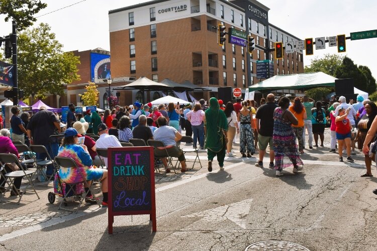 Crowds gathered to watch live performances throughout the day.