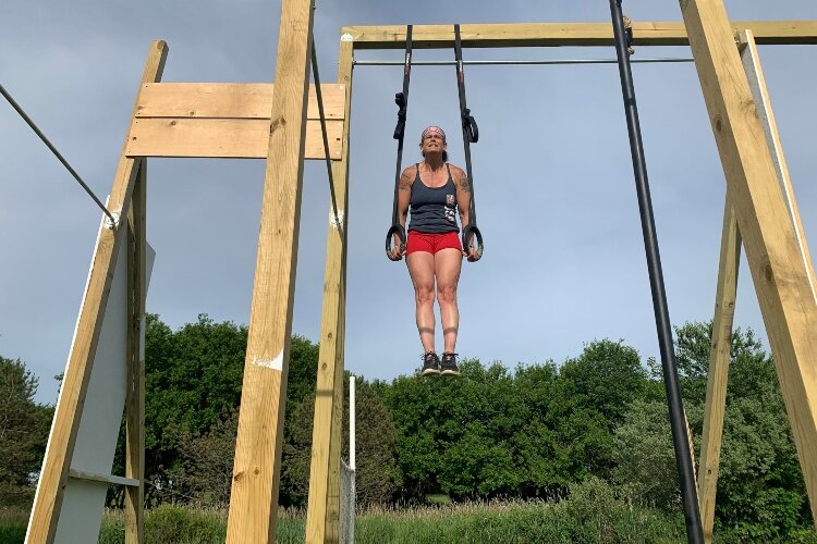 Dana Matt has built a variety of workout equipment in her backyard to train throughout the coronavirus pandemic.