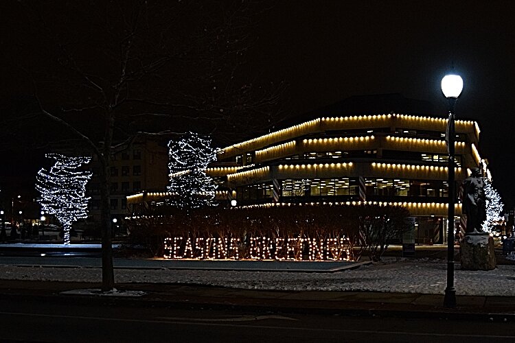 City Hall Plaza got a new look this year, and there are plans to add more lights to the plaza in coming years.