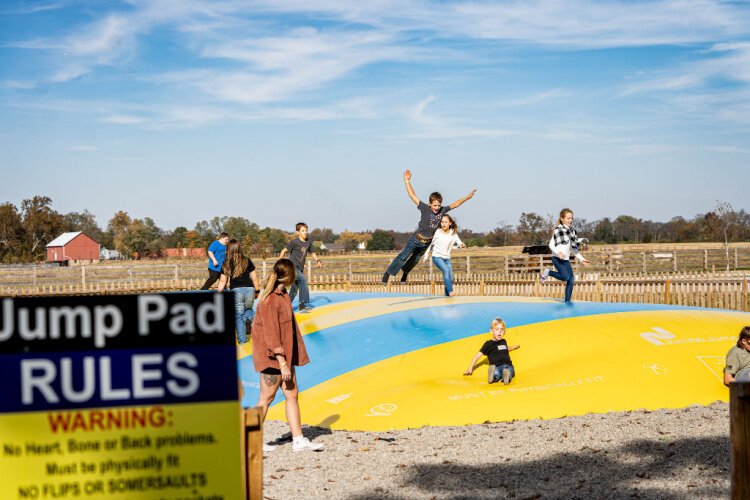 The jump pad at Evans Family Ranch offers unique year-round fun for kids.