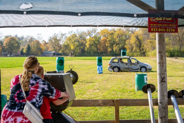 Families has been about to launch pumpkins at a variety of targets, including a car during fall weelends at Evans Family Ranch. 