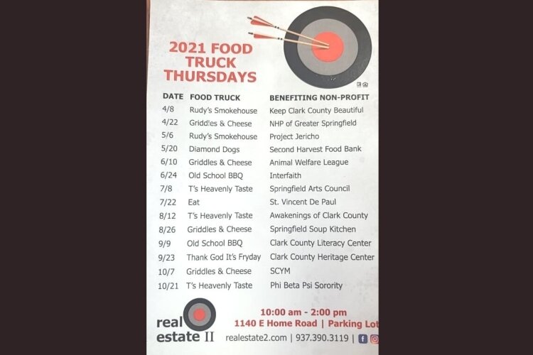 The 2021 Food Truck Thursdays fundraiser schedule