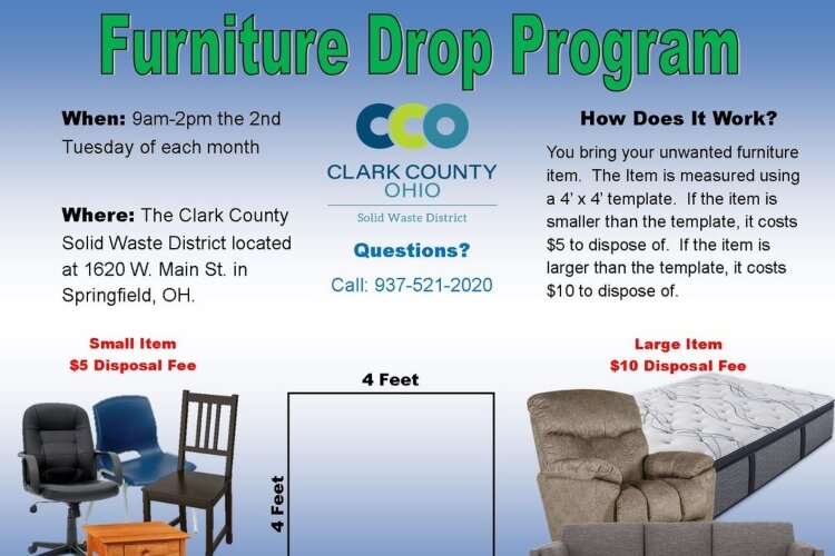Clark County's new Furniture Drop Program allows unwanted furniture items to be dropped off on scheduled days for a small fee.