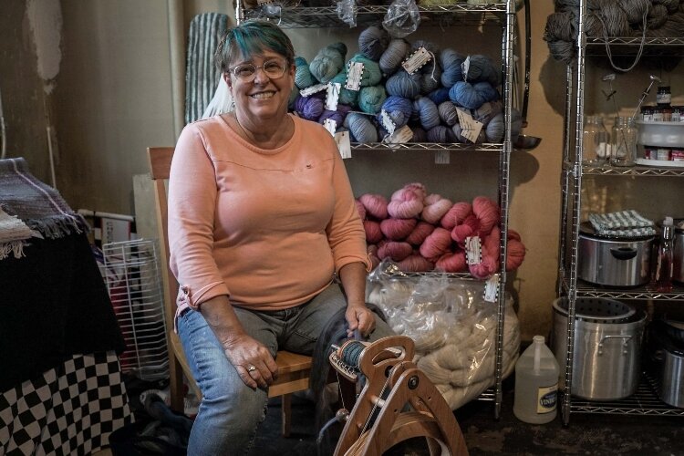 Debra Gaskill, of Enon, is one of the Hatch Artist Studios vendors. She sells hand-dyed yarn and other items in her shop.
