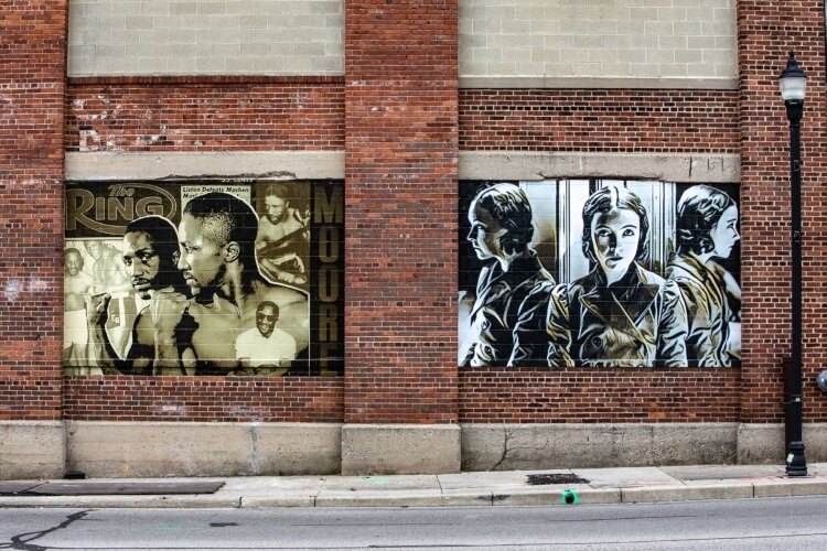 Boxer Davey Moore and actress Lillian Gish - both of Springfield - are two of the historic figures featured among the murals by Peter Hrinko that are now on the walls of Mother Stewarts Brewing Comapny