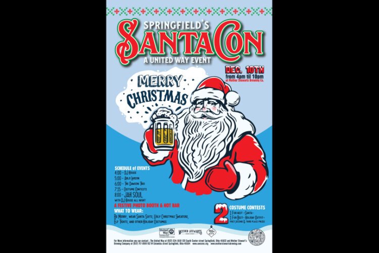 SantaCon 2022 will be from 4 to 10 p.m. at Mother Stewart's Brewing Company.