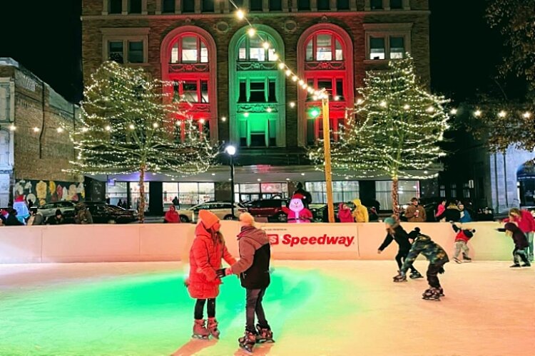 The busy outdoor ice rink in Downtown Springfield is a central spot among the ongoing Holiday in the City festivities.