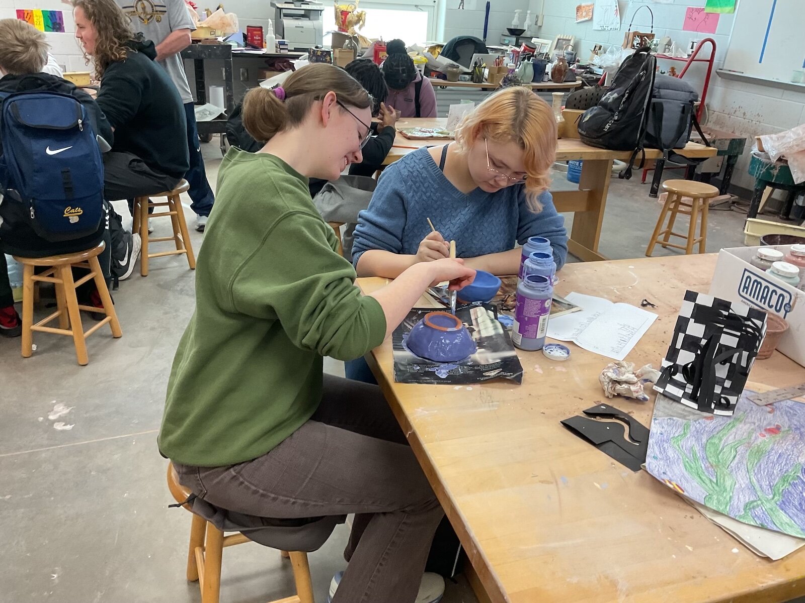 Students created 600 bowls to contribute to this year's Empty Bowl fundraiser.