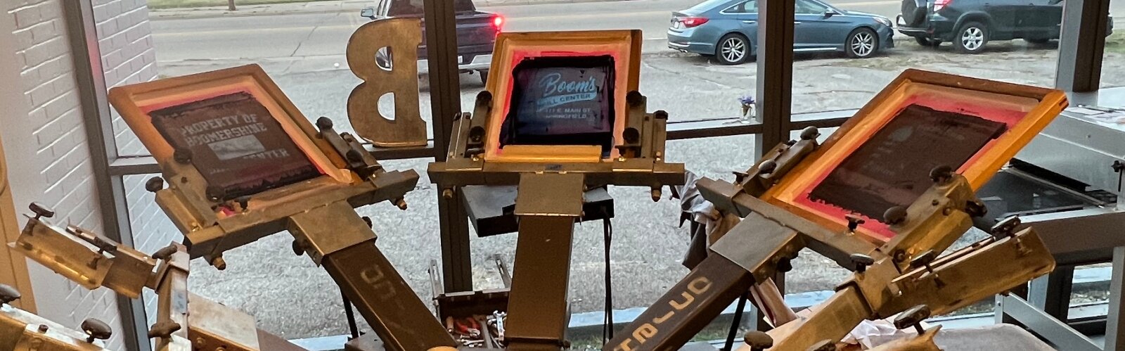 A screen printing machine in the Roger E. Boomershine Skill Center in Springfield.