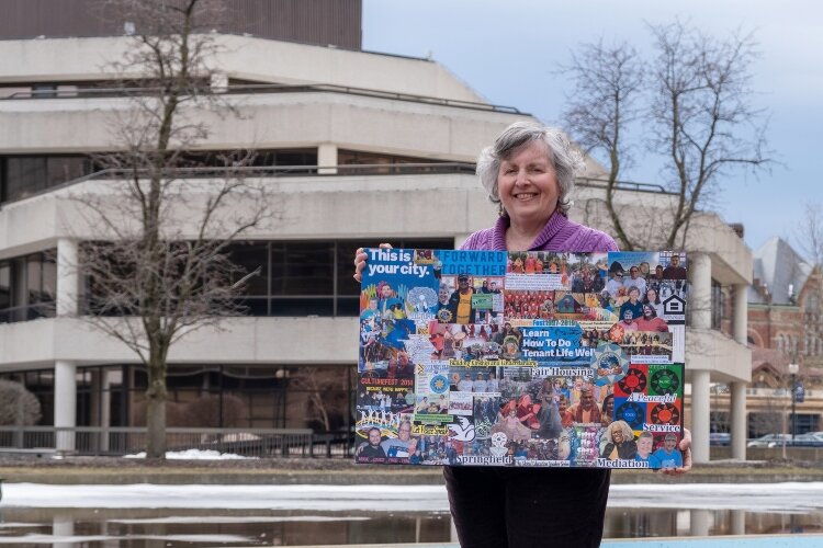 Nancy Flinchbaugh has spent decades giving to the city both through her job with the City of Springfield and through her many volunteer roles. She recently retired and was given this collage made by artist Cheyenne Shuttleworth.