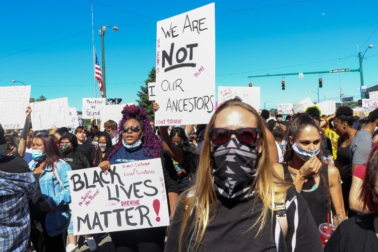 Protesters in Springfield rallied downtown near the courthouses before marching north on Limestone Street.