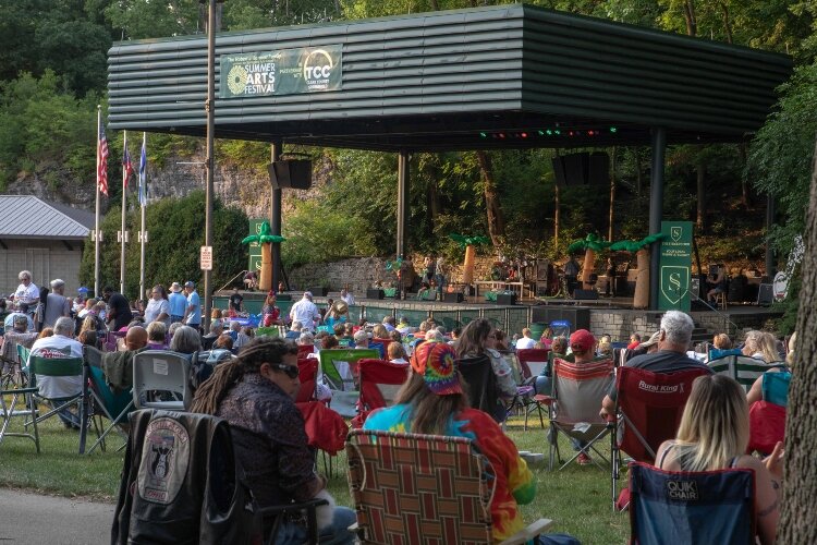 Local residents and out-of-town guests flock to Veterans Park to enjoy the free entertainment provided by the Springfield Arts Council during the Summer Arts Festival.