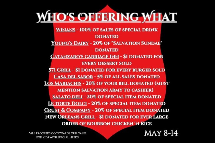 Some of the 19 businesses across Clark County that will support the Salvation Army of Springfield when patrons make purchases during May 8-14.