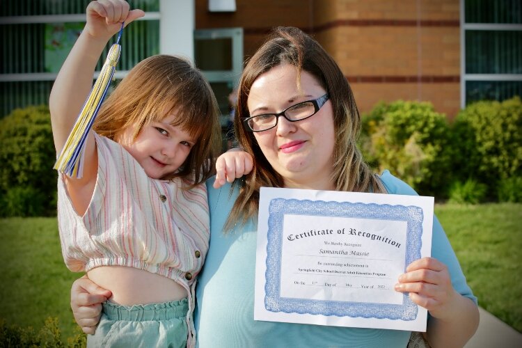 Samantha Massie earned her GED through Springfield City School District and is proud of her accomplishment.
