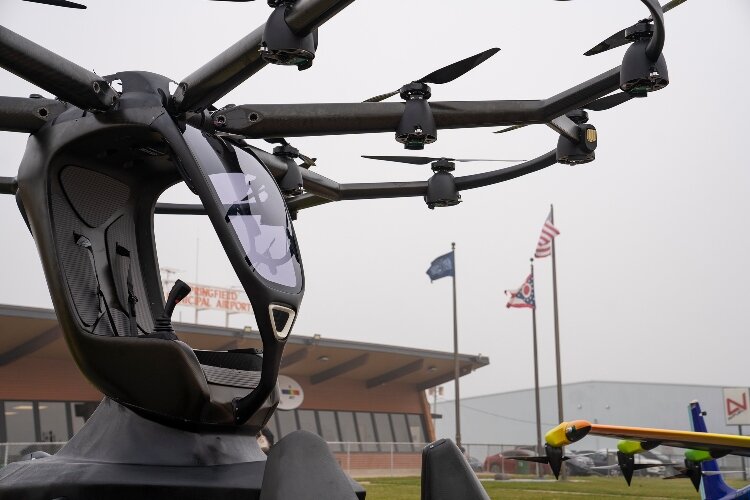 An eVTOL is among the air mobility technology being tested at the Springfield-Beckley Municipal Airport.