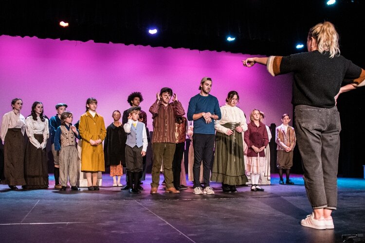 The Springfield Arts Council Youth Arts Ambassadors practicing for a performance of Mary Poppins.